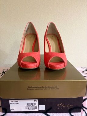 Thalia Sodi Coral Peep-Toe Pumps
